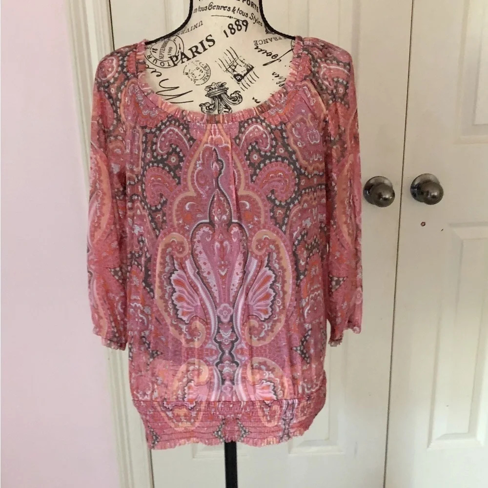 International Concept Boho‎ Sheer Festival Peasant Blouse Small